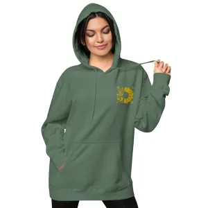 Embroidered Sunflower Unisex Pigment-Dyed Hoodie