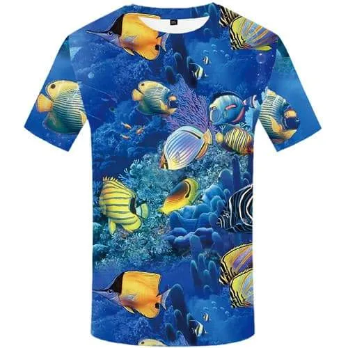 Fish T-shirt Men Animal Tshirt Printed Tracksuits T shirts Funny Ocean Tshirts Cool Fishinger Shirt Print Short Sleeve T shirts