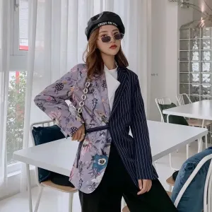 Floral Long Sleeve Blazer With Pockets