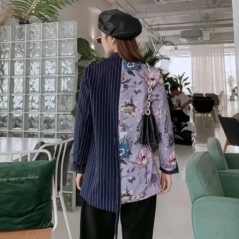 Floral Long Sleeve Blazer With Pockets