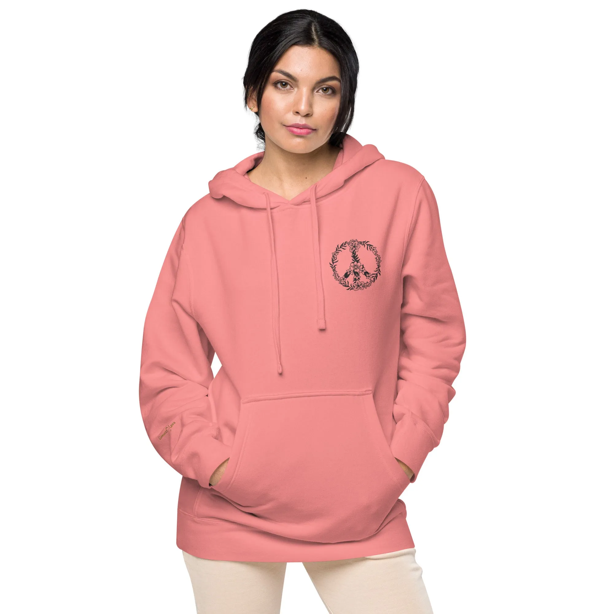 Floral Peace Sign Unisex Pigment-Dyed Hoodie
