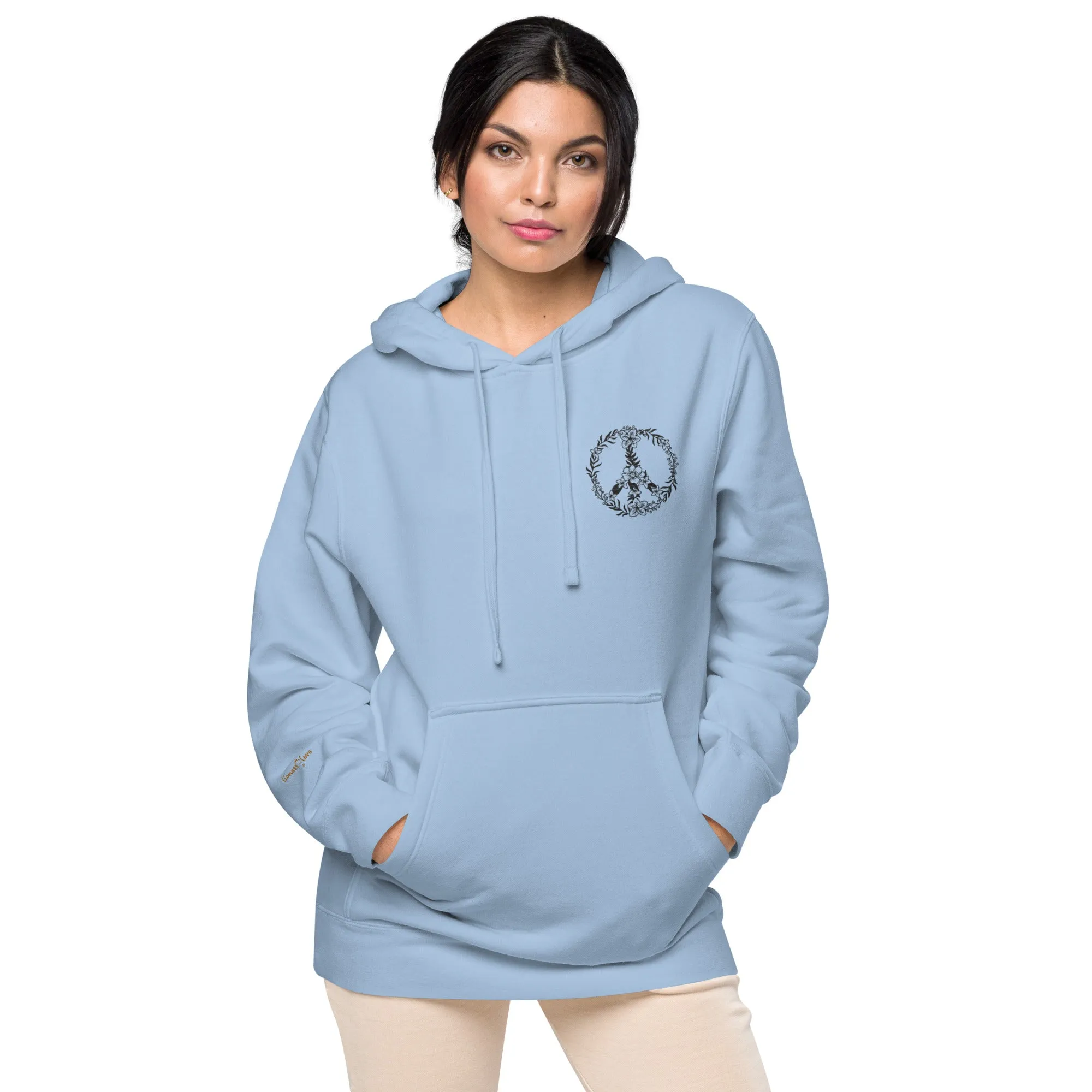 Floral Peace Sign Unisex Pigment-Dyed Hoodie