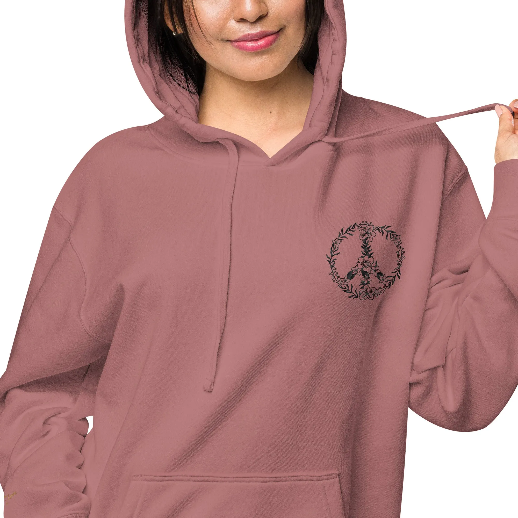 Floral Peace Sign Unisex Pigment-Dyed Hoodie