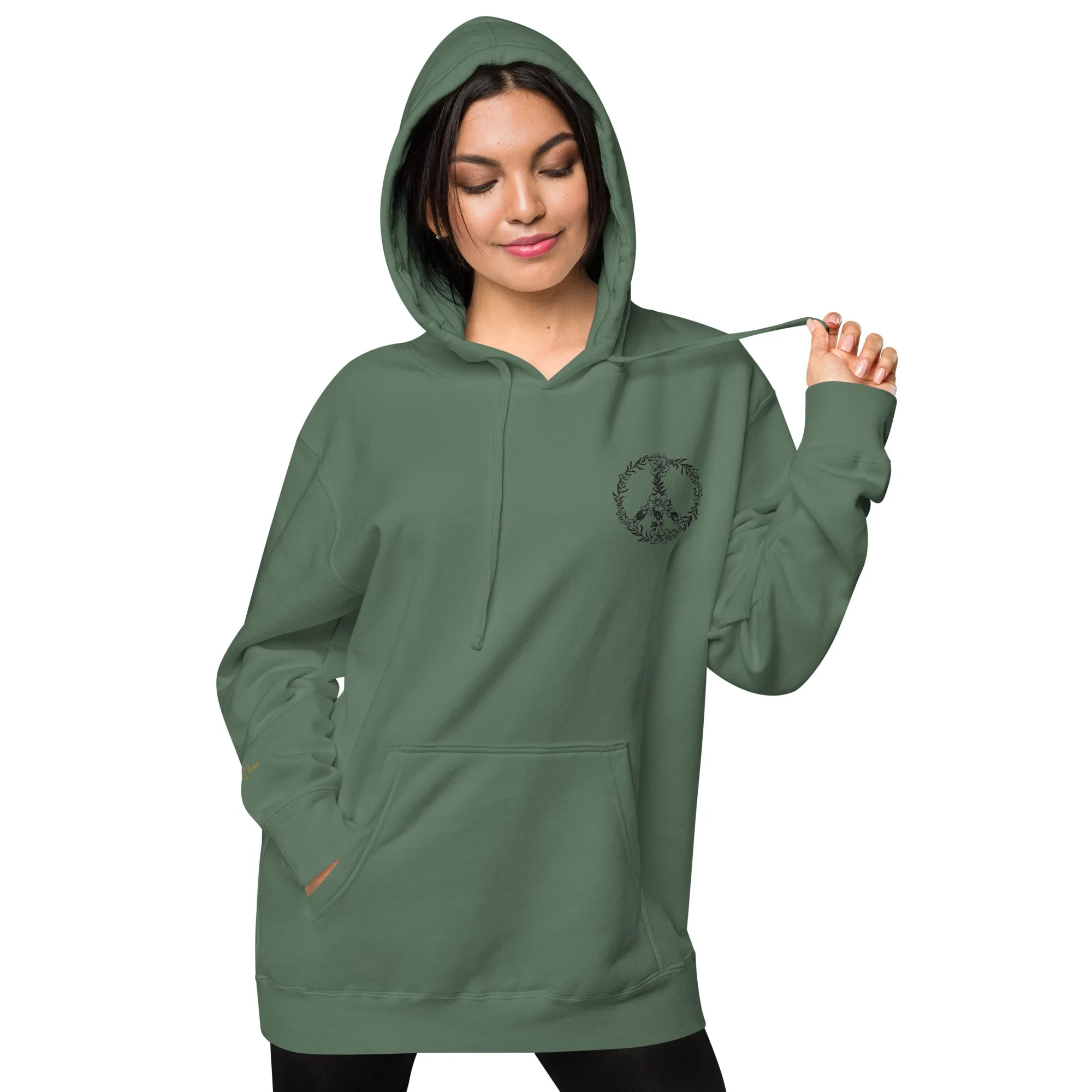 Floral Peace Sign Unisex Pigment-Dyed Hoodie