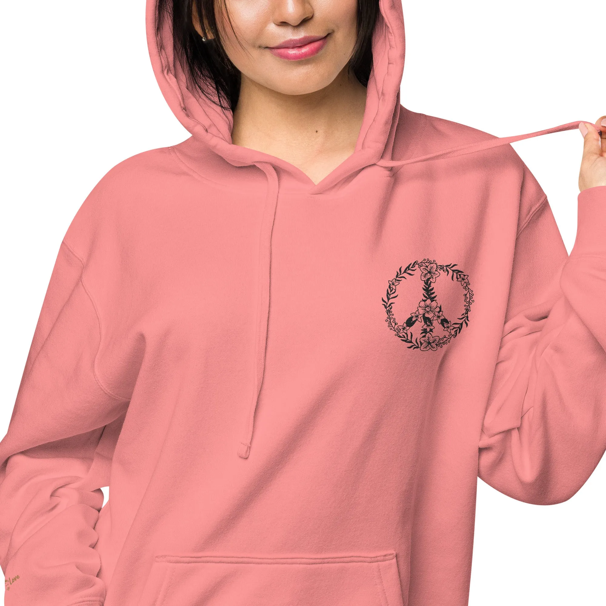 Floral Peace Sign Unisex Pigment-Dyed Hoodie