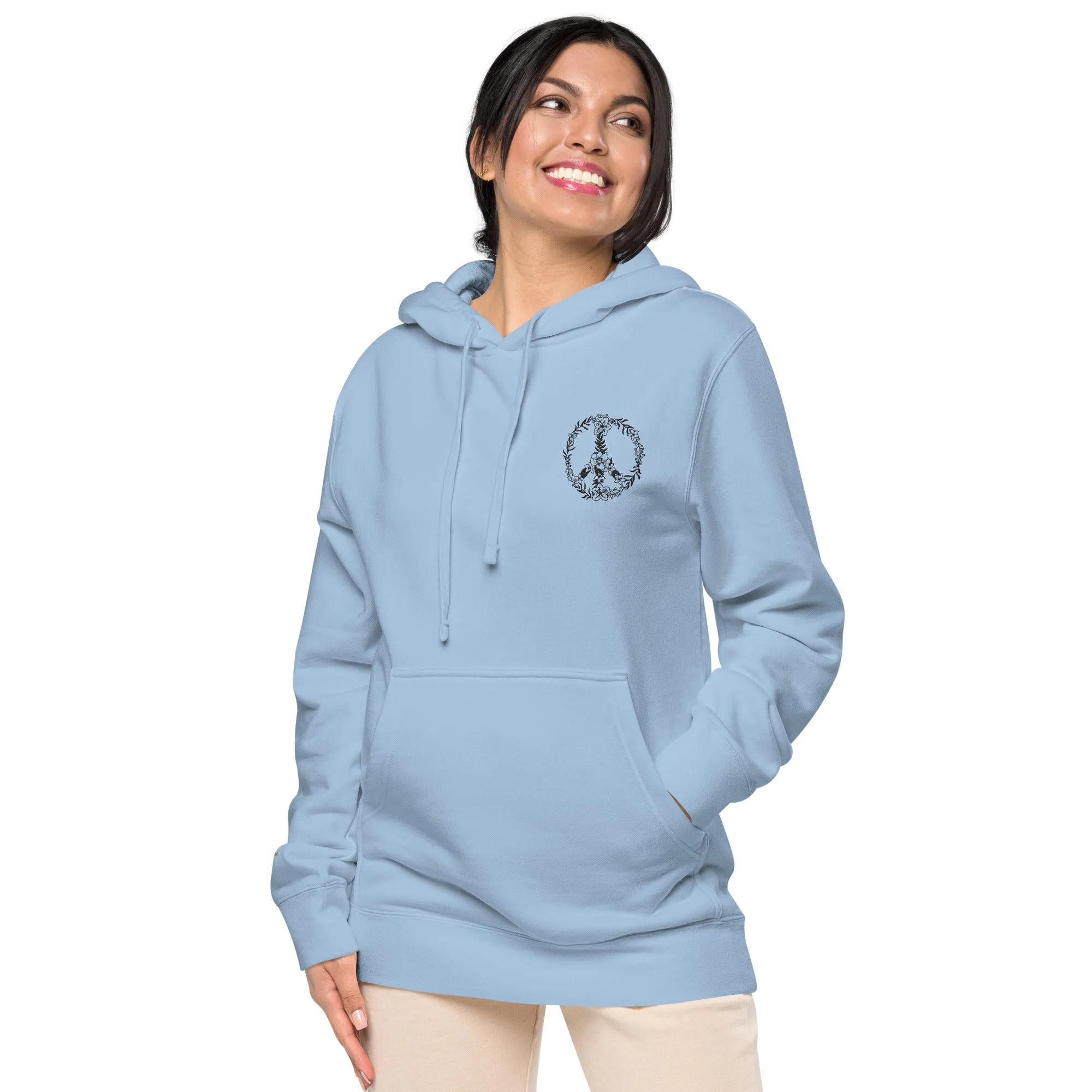 Floral Peace Sign Unisex Pigment-Dyed Hoodie