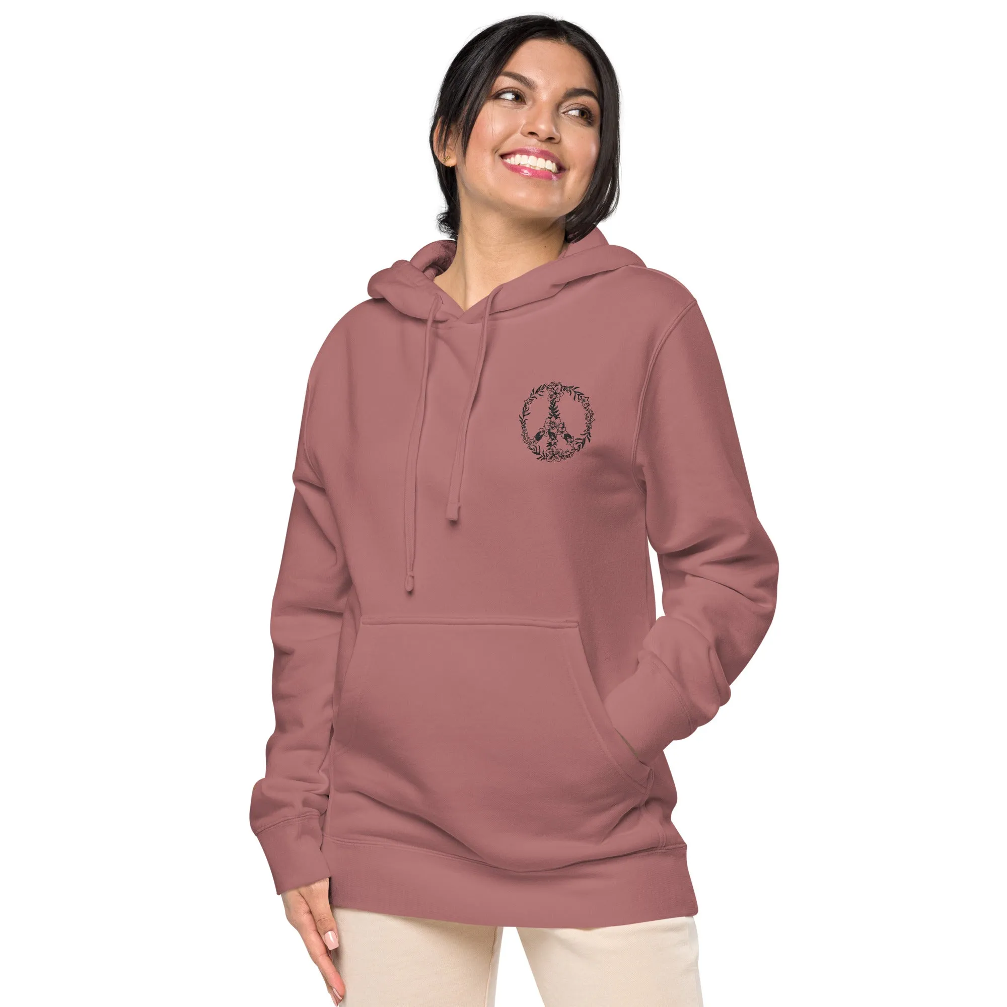 Floral Peace Sign Unisex Pigment-Dyed Hoodie