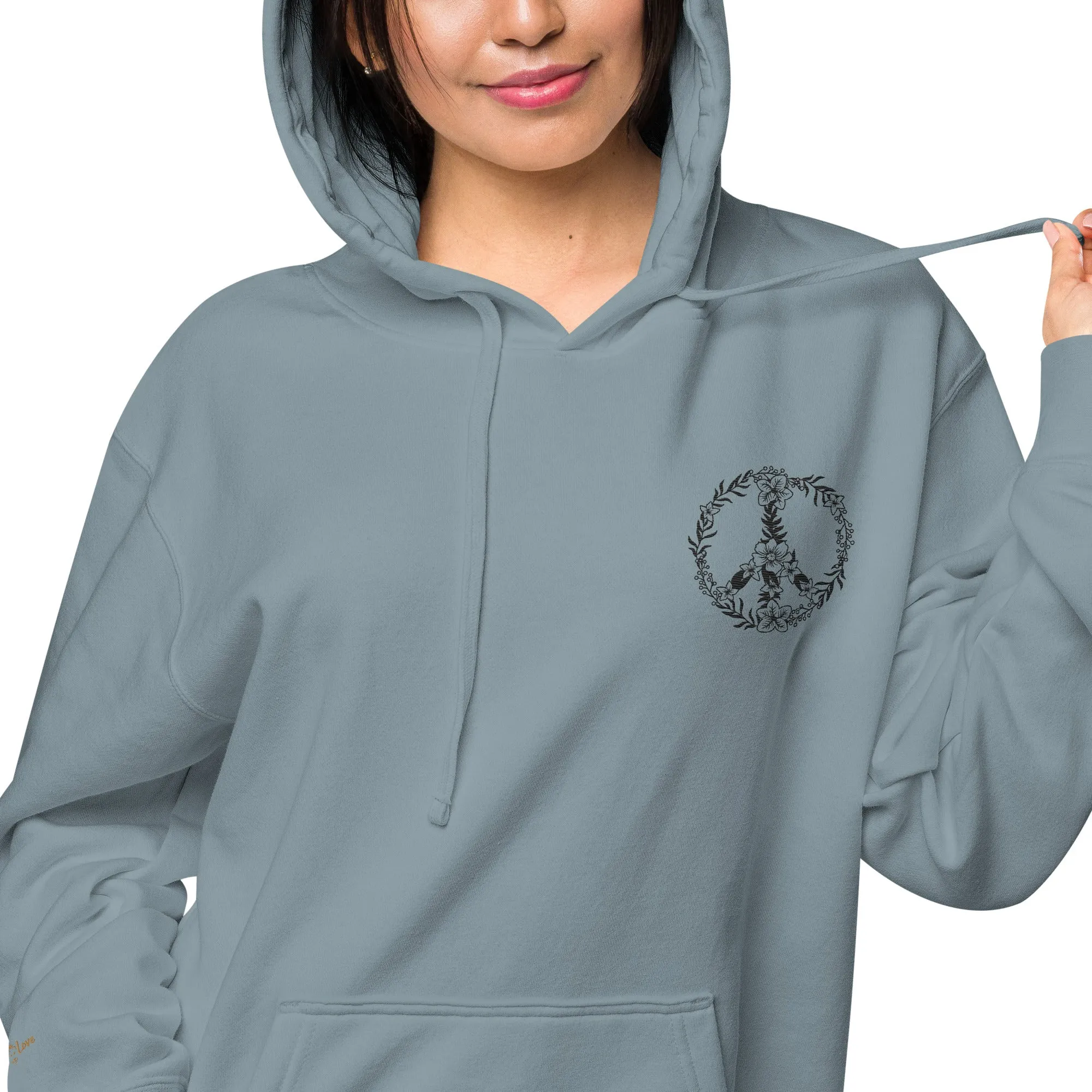 Floral Peace Sign Unisex Pigment-Dyed Hoodie