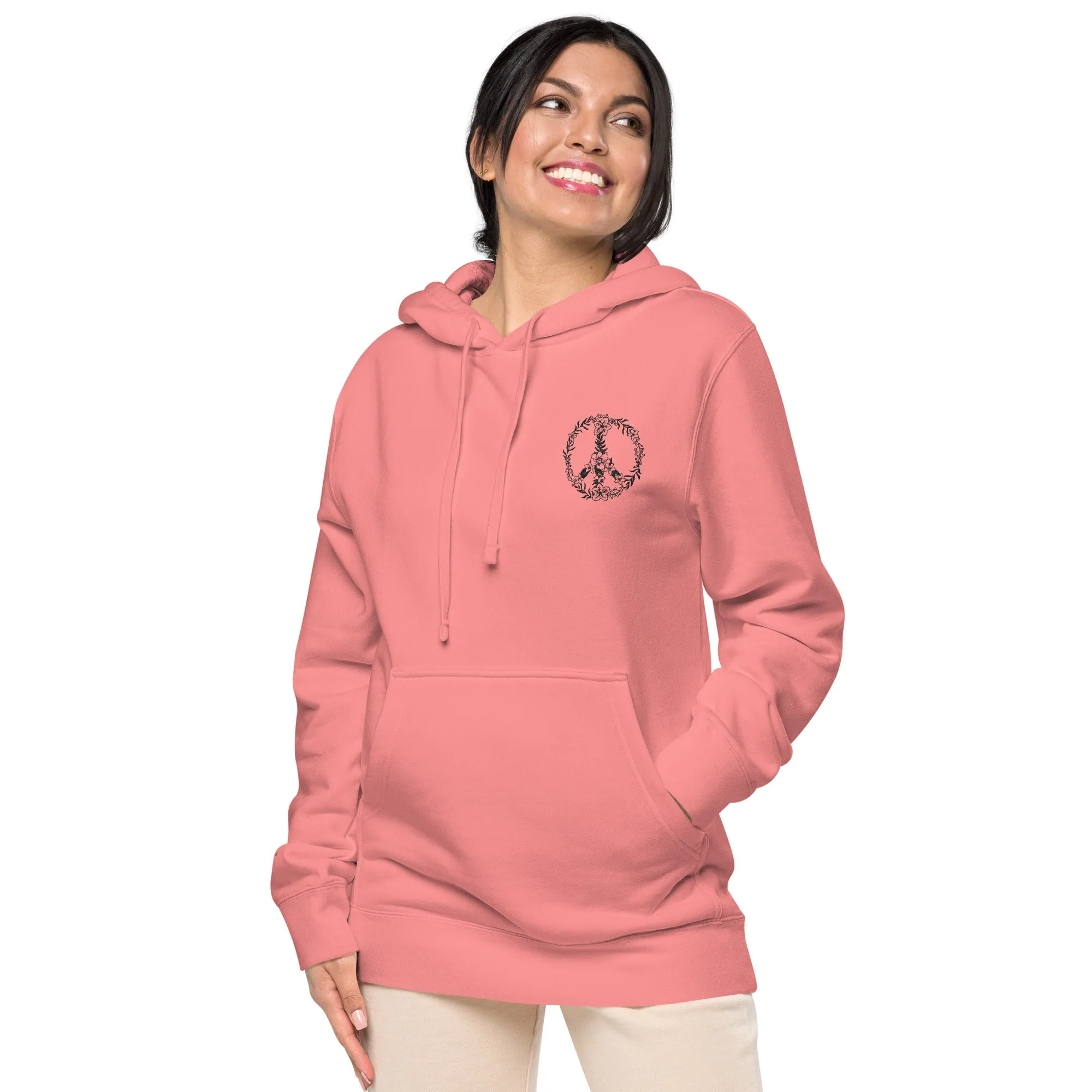 Floral Peace Sign Unisex Pigment-Dyed Hoodie