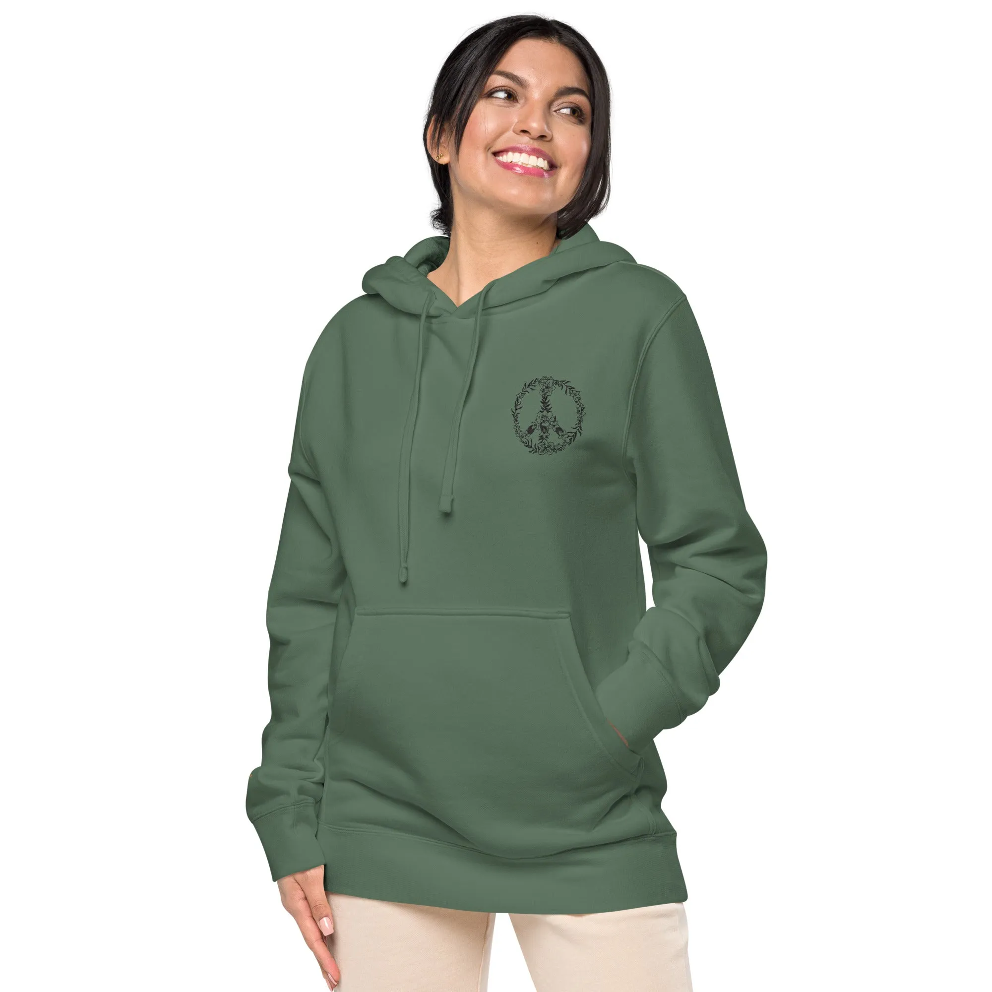 Floral Peace Sign Unisex Pigment-Dyed Hoodie