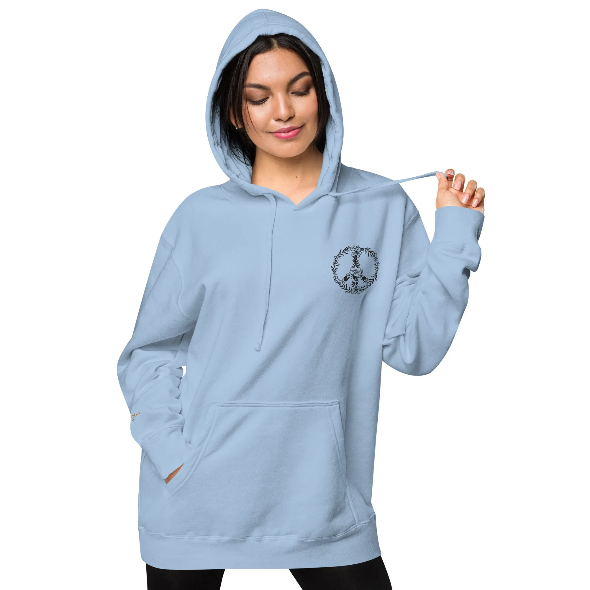 Floral Peace Sign Unisex Pigment-Dyed Hoodie