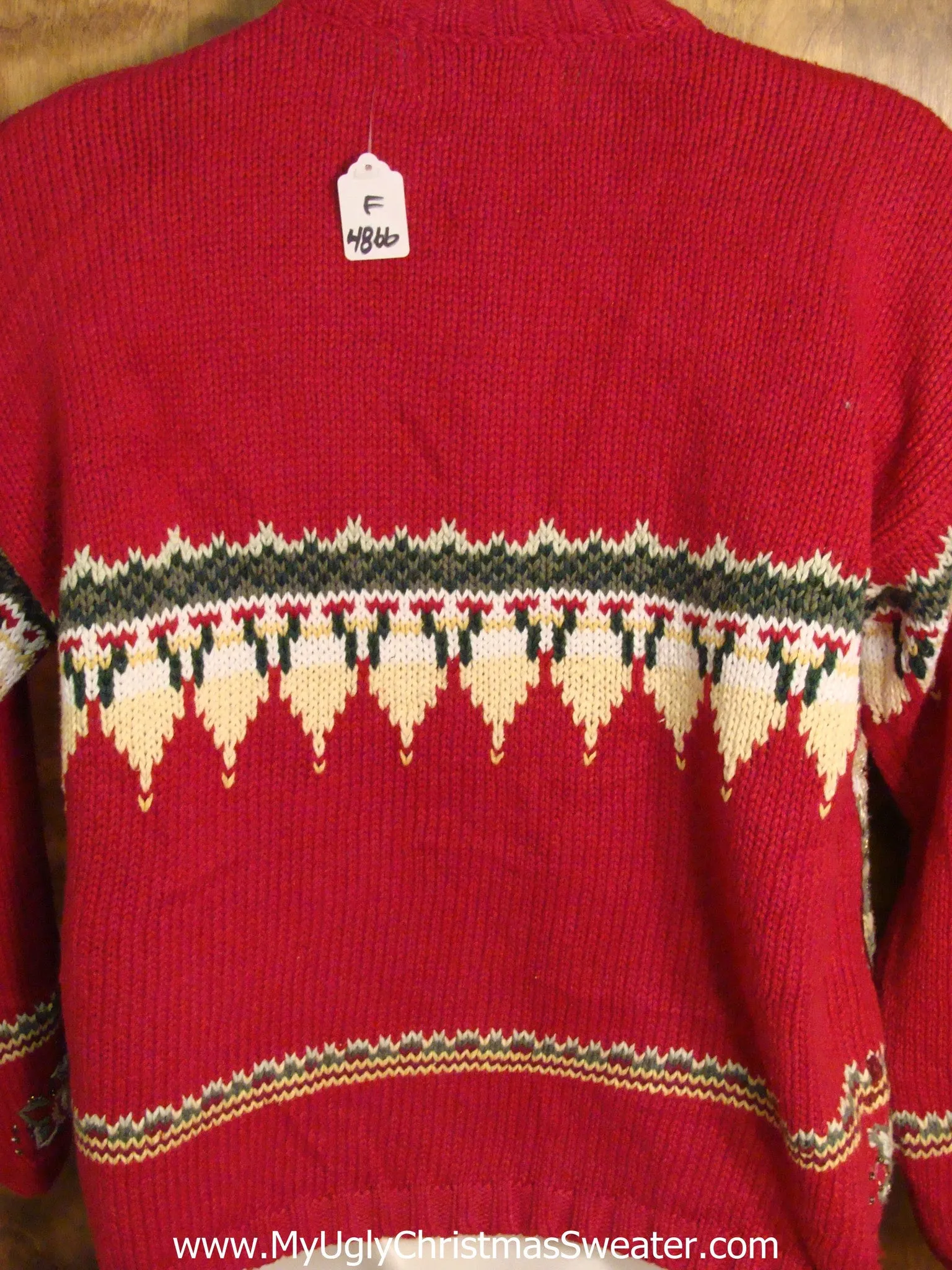 Fun Ornate 80s Red Ugly Christmas Jumper