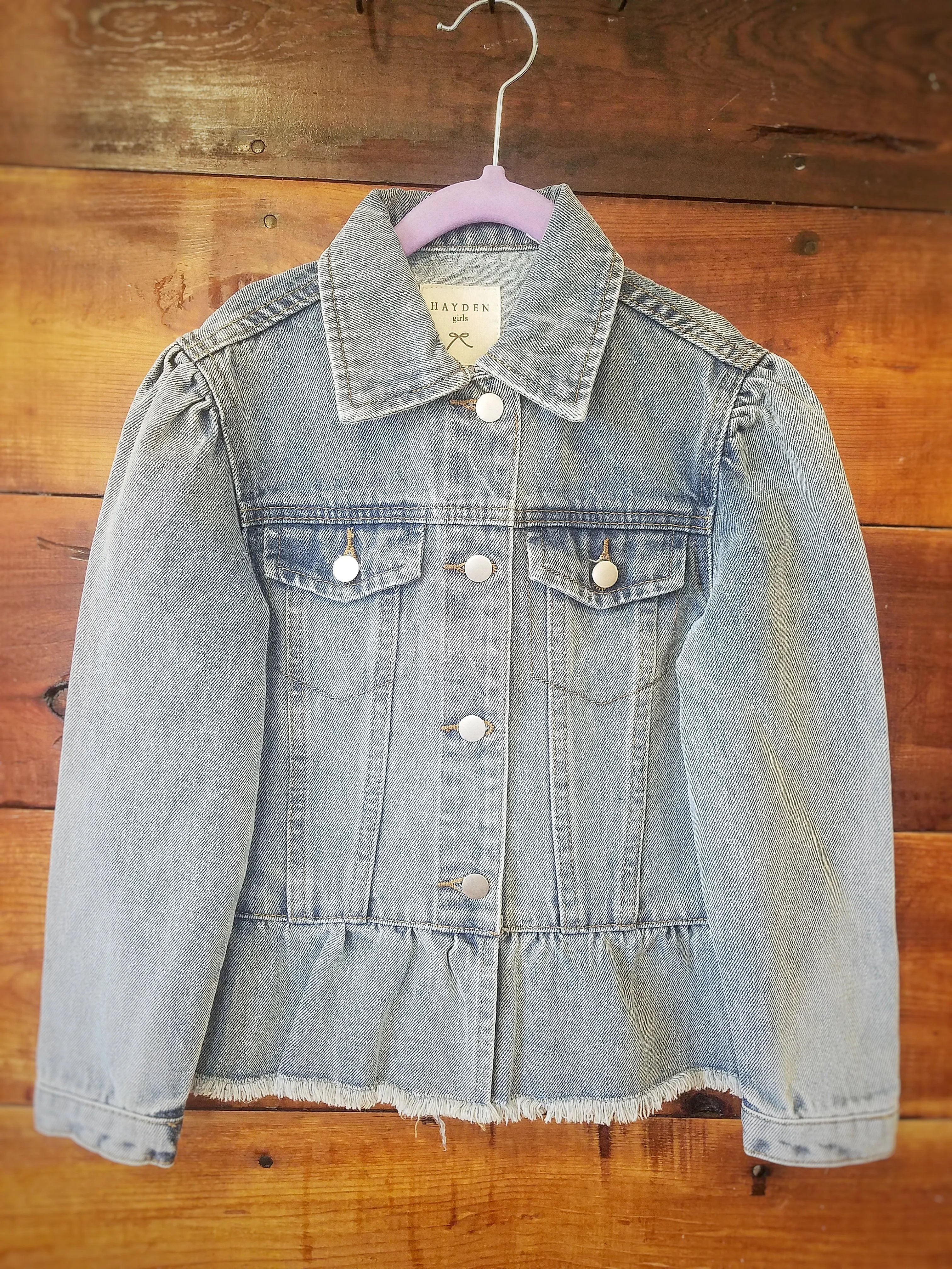 Girls Denim Ruffle Jacket