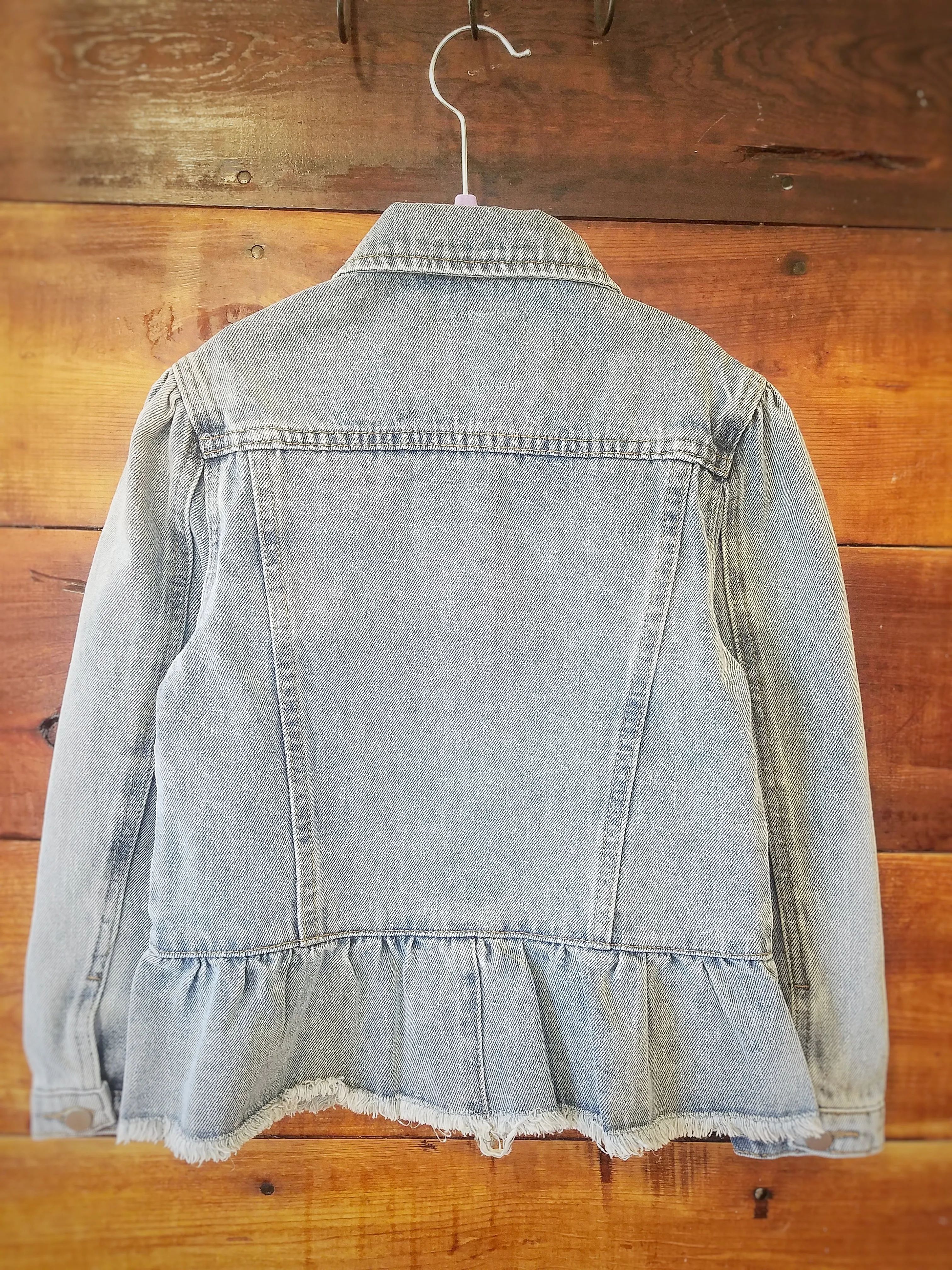 Girls Denim Ruffle Jacket