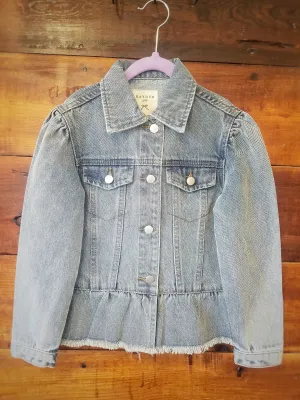 Girls Denim Ruffle Jacket