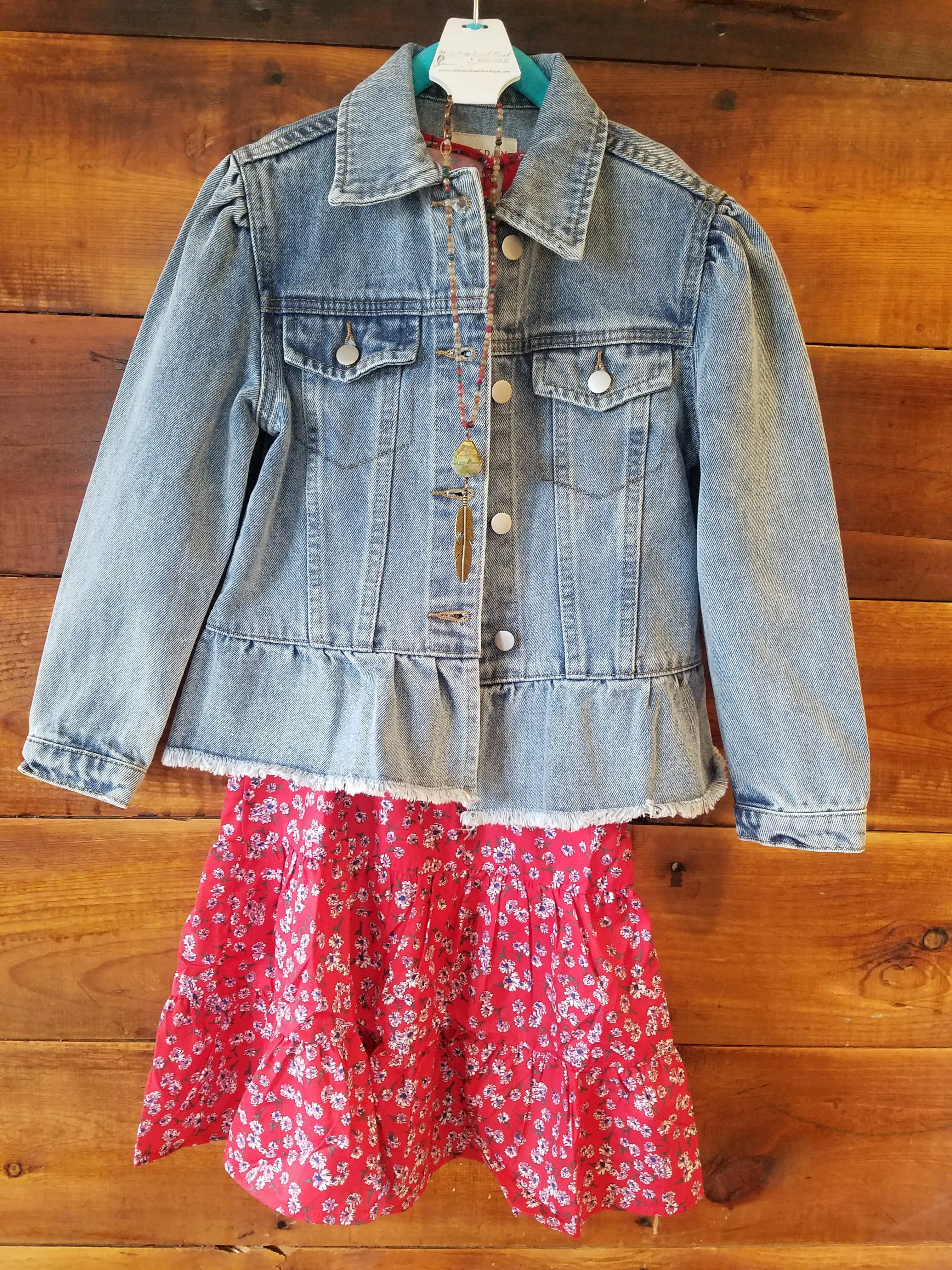 Girls Denim Ruffle Jacket