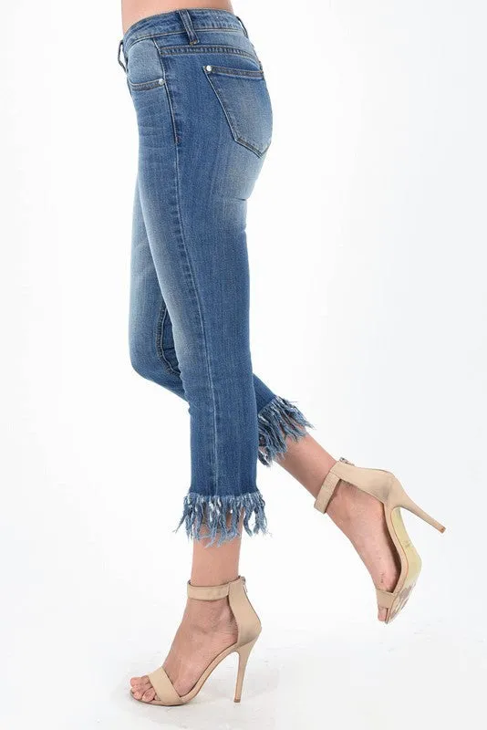 Judy Blue Bootyfull I'm So Frayed Mid-Rise Crop Straight Jeans (Plus Size)