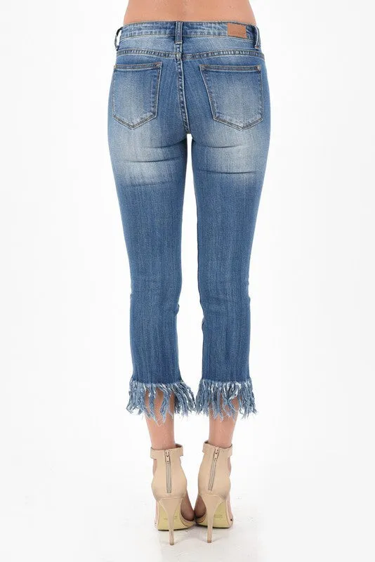 Judy Blue Bootyfull I'm So Frayed Mid-Rise Crop Straight Jeans (Plus Size)