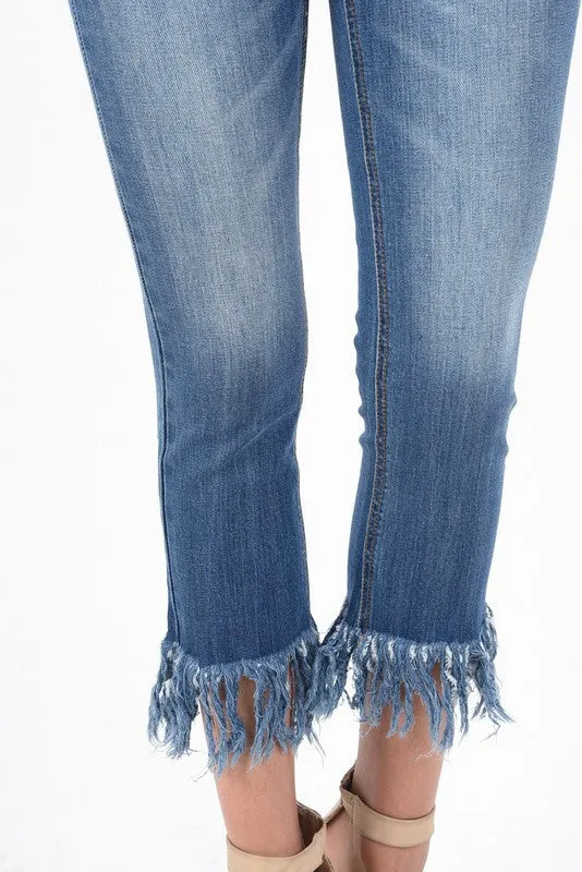 Judy Blue Bootyfull I'm So Frayed Mid-Rise Crop Straight Jeans (Plus Size)