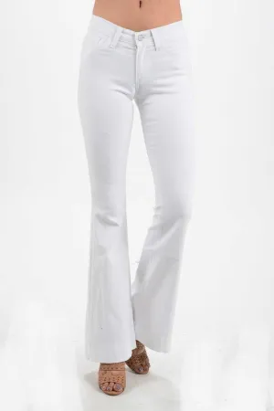 Judy Blue Cher Boho Bell Bottom White Jeans