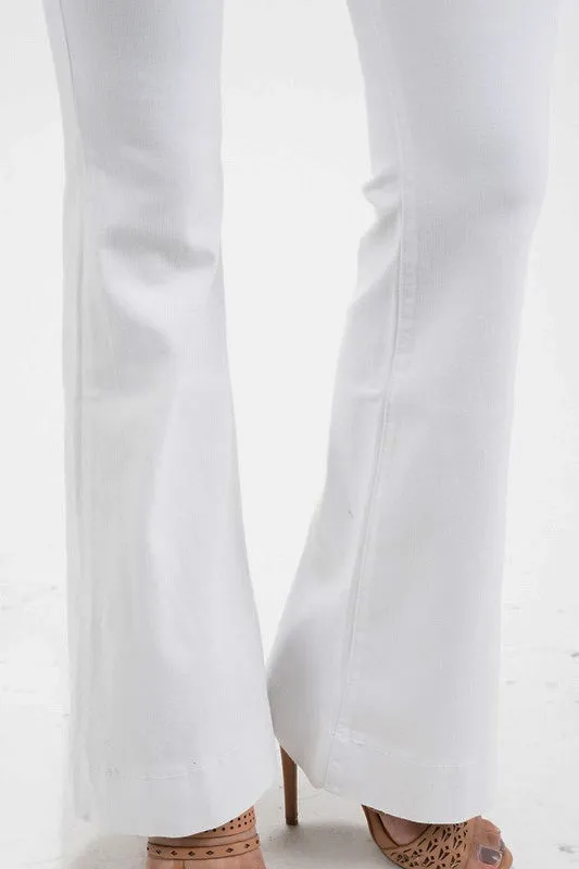 Judy Blue Cher Boho Bell Bottom White Jeans