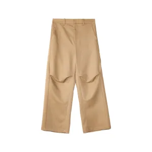 Khaki Front Leaning Structured Pants