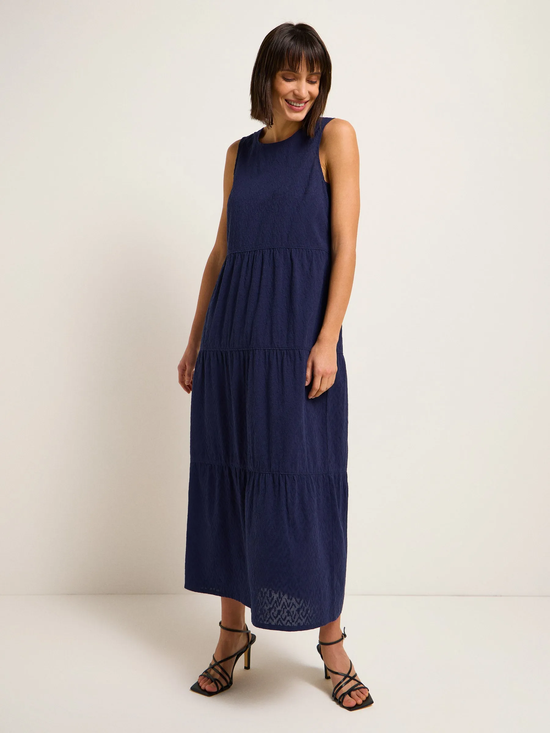 Lanius - Maxi Dress with Embroidery - Nightblue