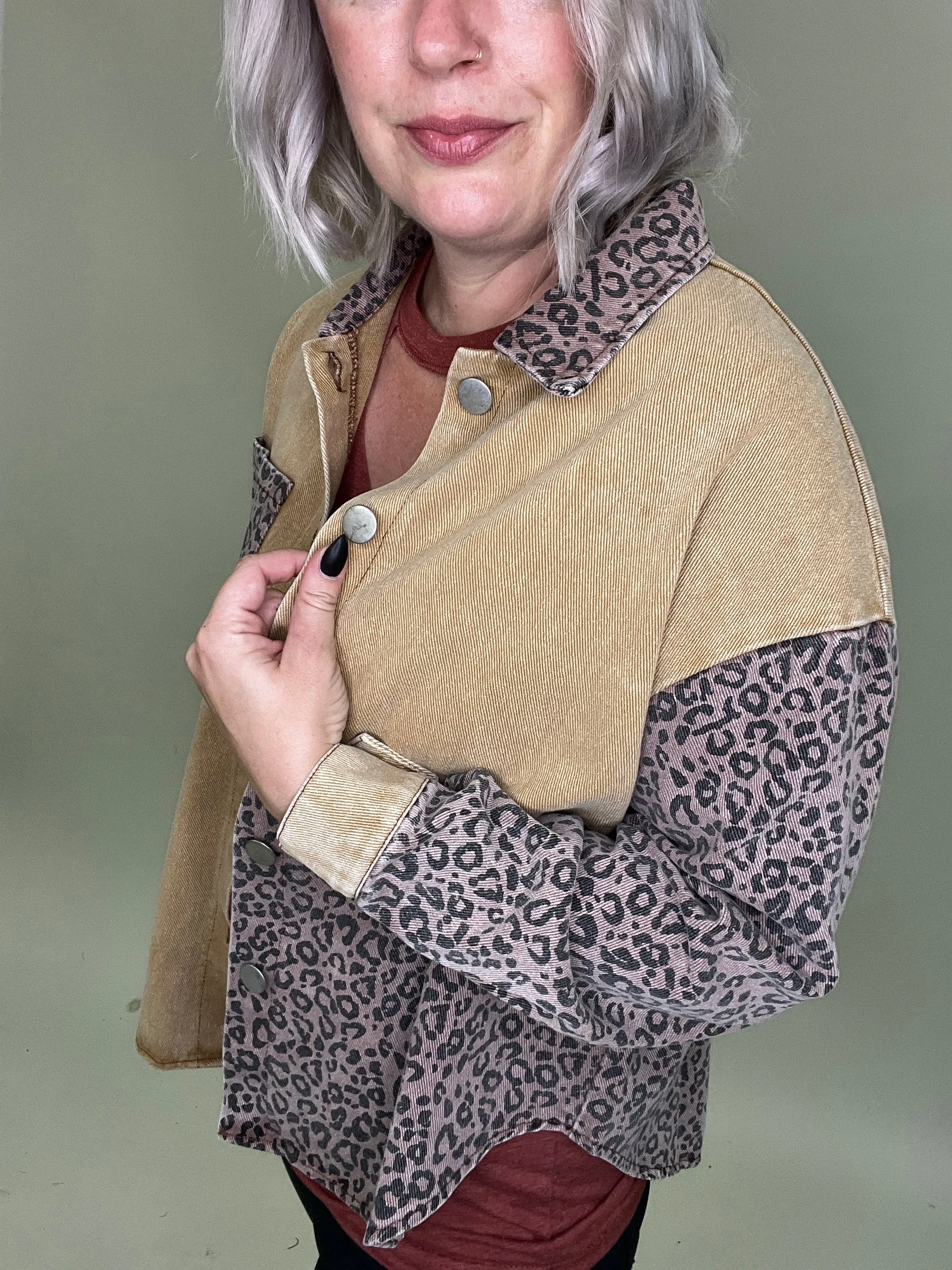 Last Call Lavish Leopard Denim Jacket