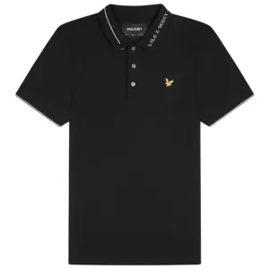 Lyle Scott Branded Ringer Black Polo Shirt