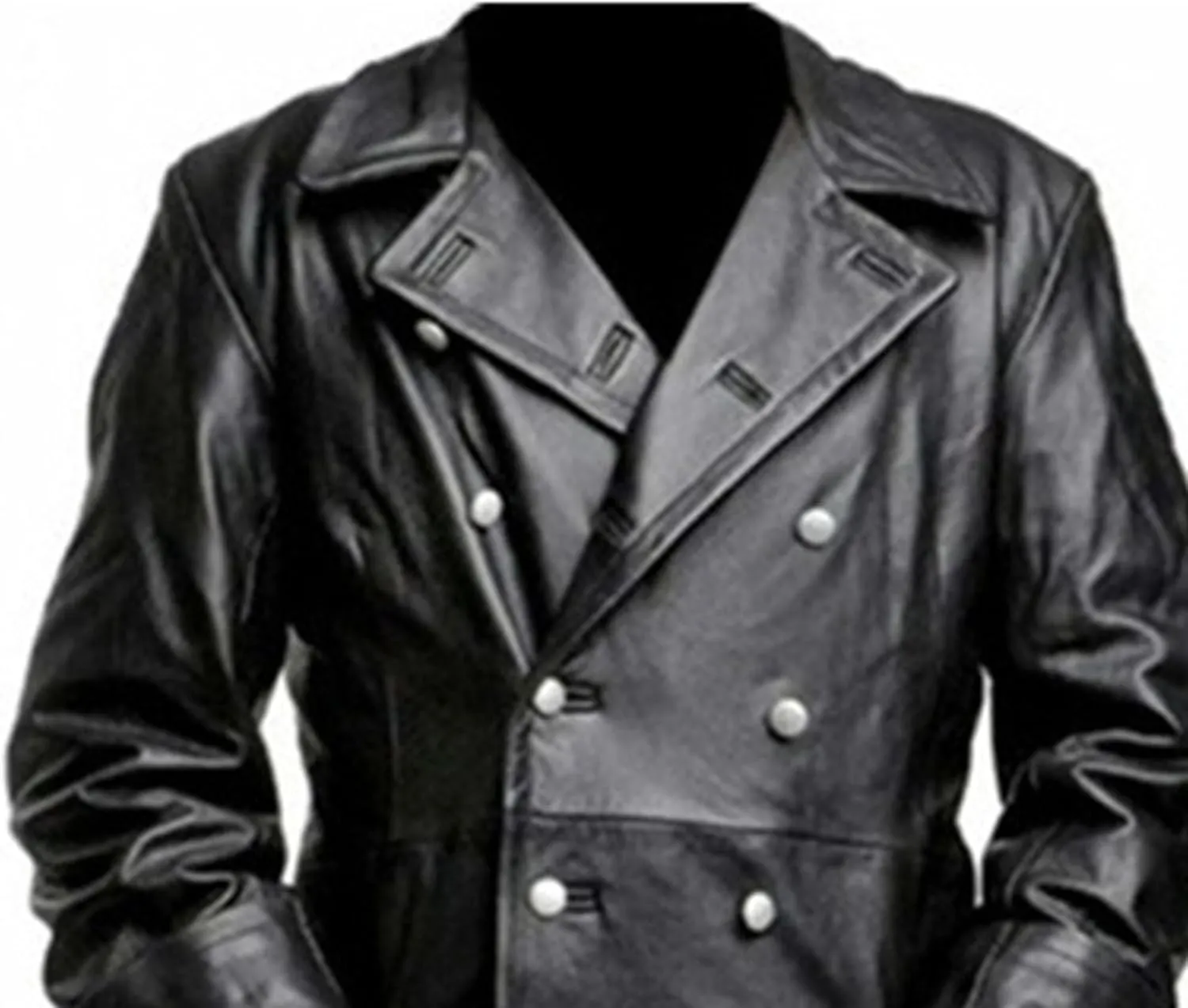 Mens Vintage Leather Jacket Long Trench Coat Full Length Fashion Faux Leather Overcoat Open Front Cardigan Jackets
