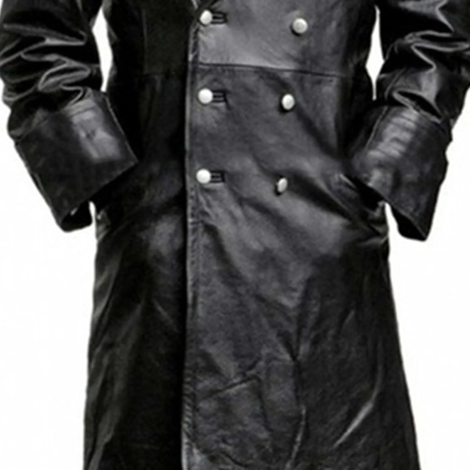 Mens Vintage Leather Jacket Long Trench Coat Full Length Fashion Faux Leather Overcoat Open Front Cardigan Jackets