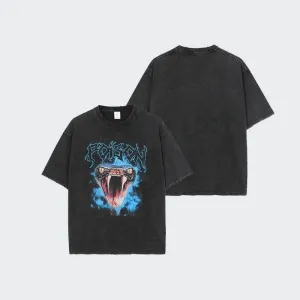 Men's Vintage Snake Head T-Shirt with Natural Scenery Print - 100% Cotton Comfort