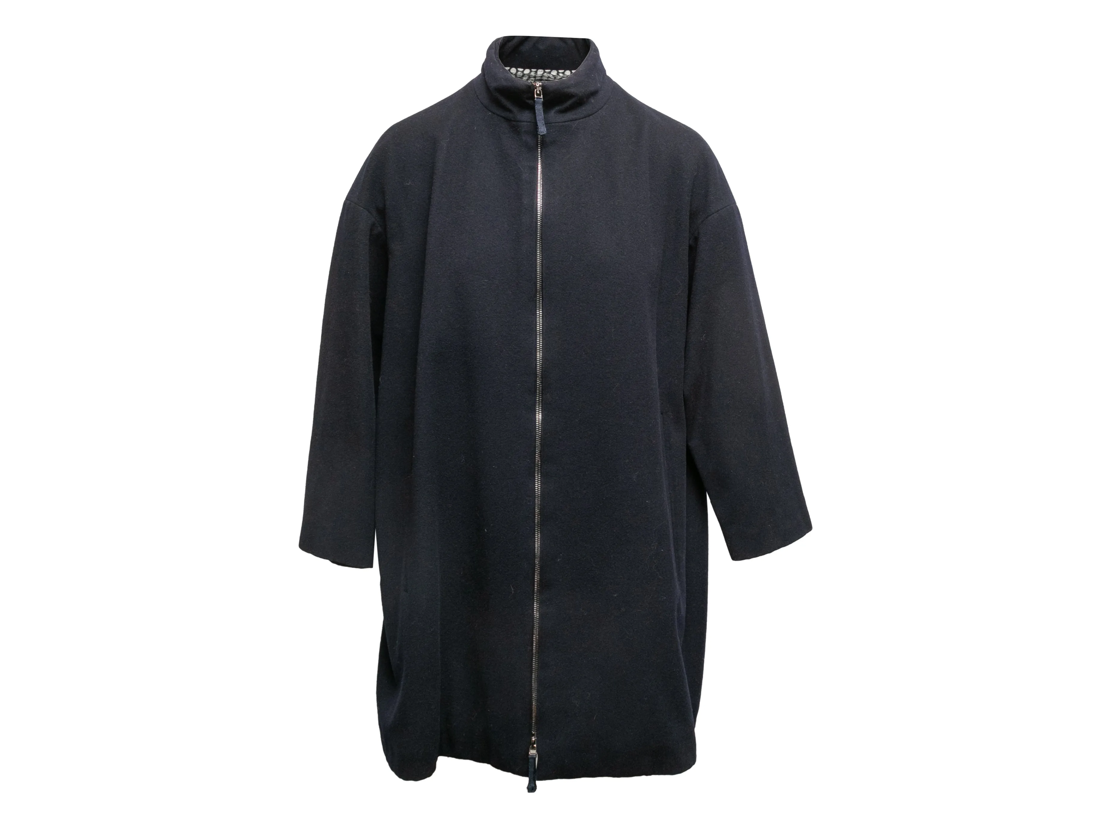 Navy Giorgio Armani Wool Zip Jacket Size US S