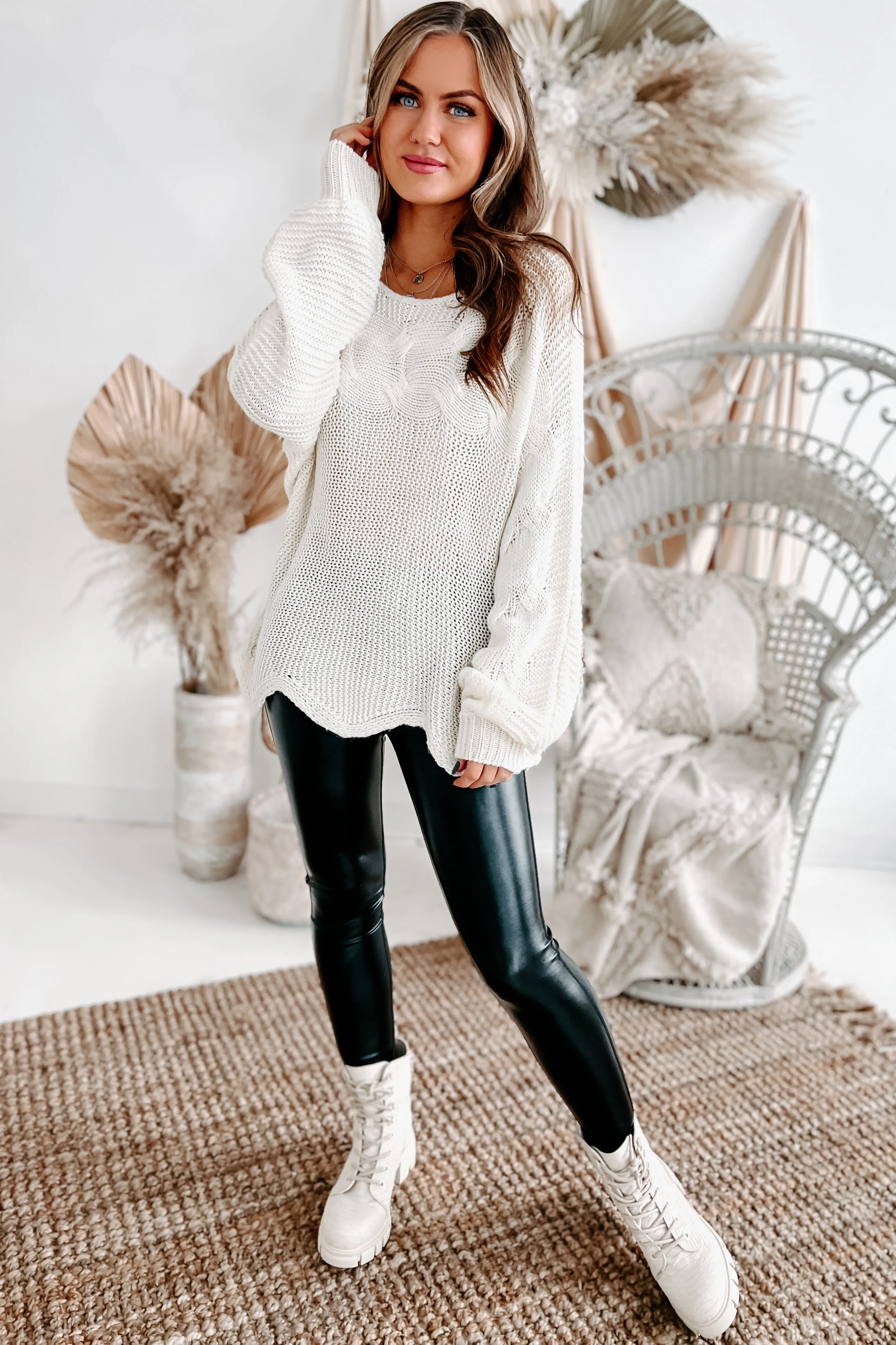 New Favorite Scallop Hem Sweater (Ivory)