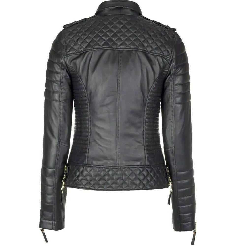 New Genuine Lambskin Leather Slim fit Ladies Jacket, Motorcycle Biker Jacket For Women