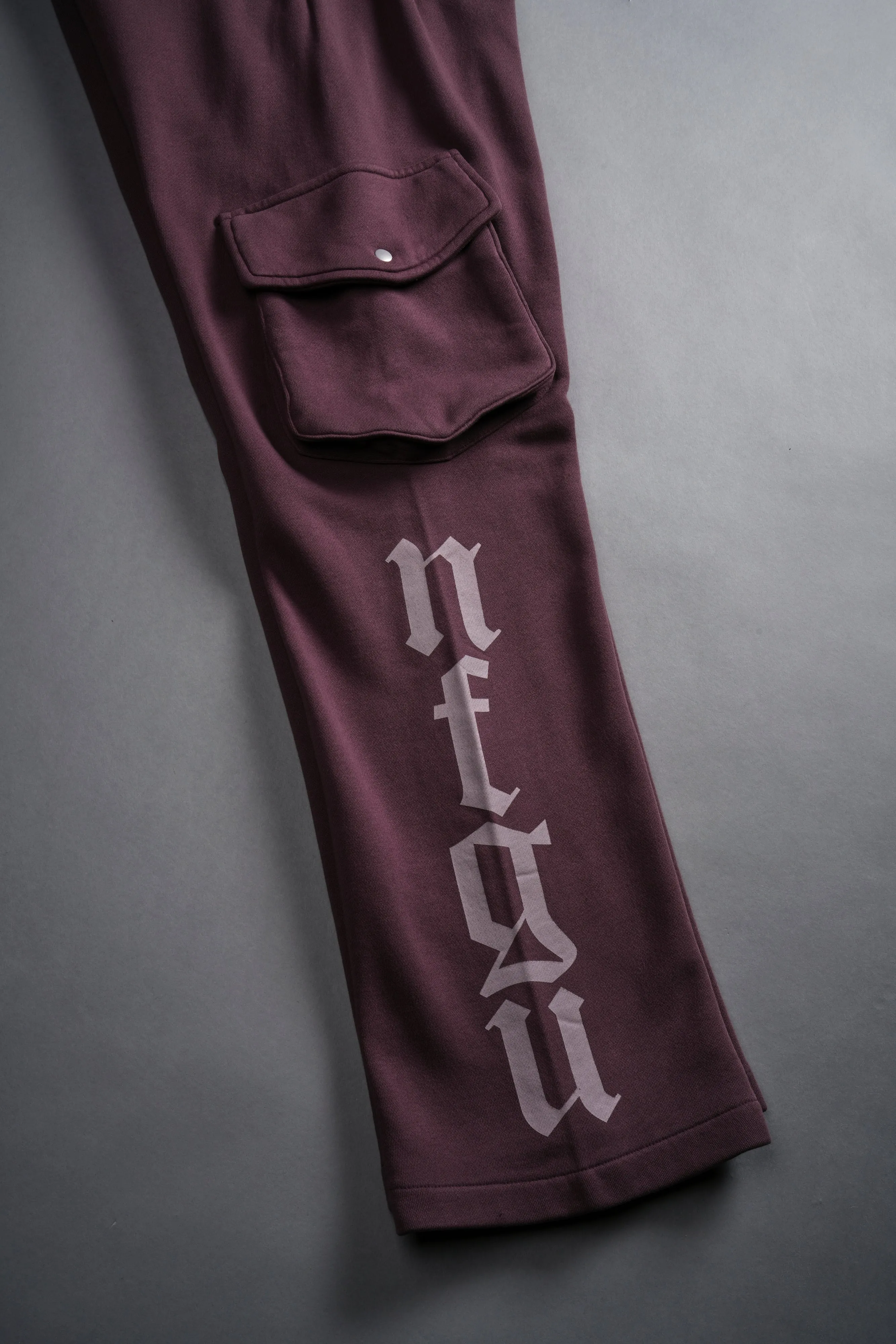 Our Mantra Bigelow Cargo Sweat Pants in Darc Purple