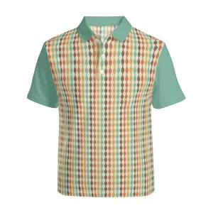 Polo Shirt Men, Retro Shirt Men, 60s style top, Men's polo, Multicolor Stripe Polo, Geometric Polo Shirt,Polo Top Men,Vintage Style Shirt