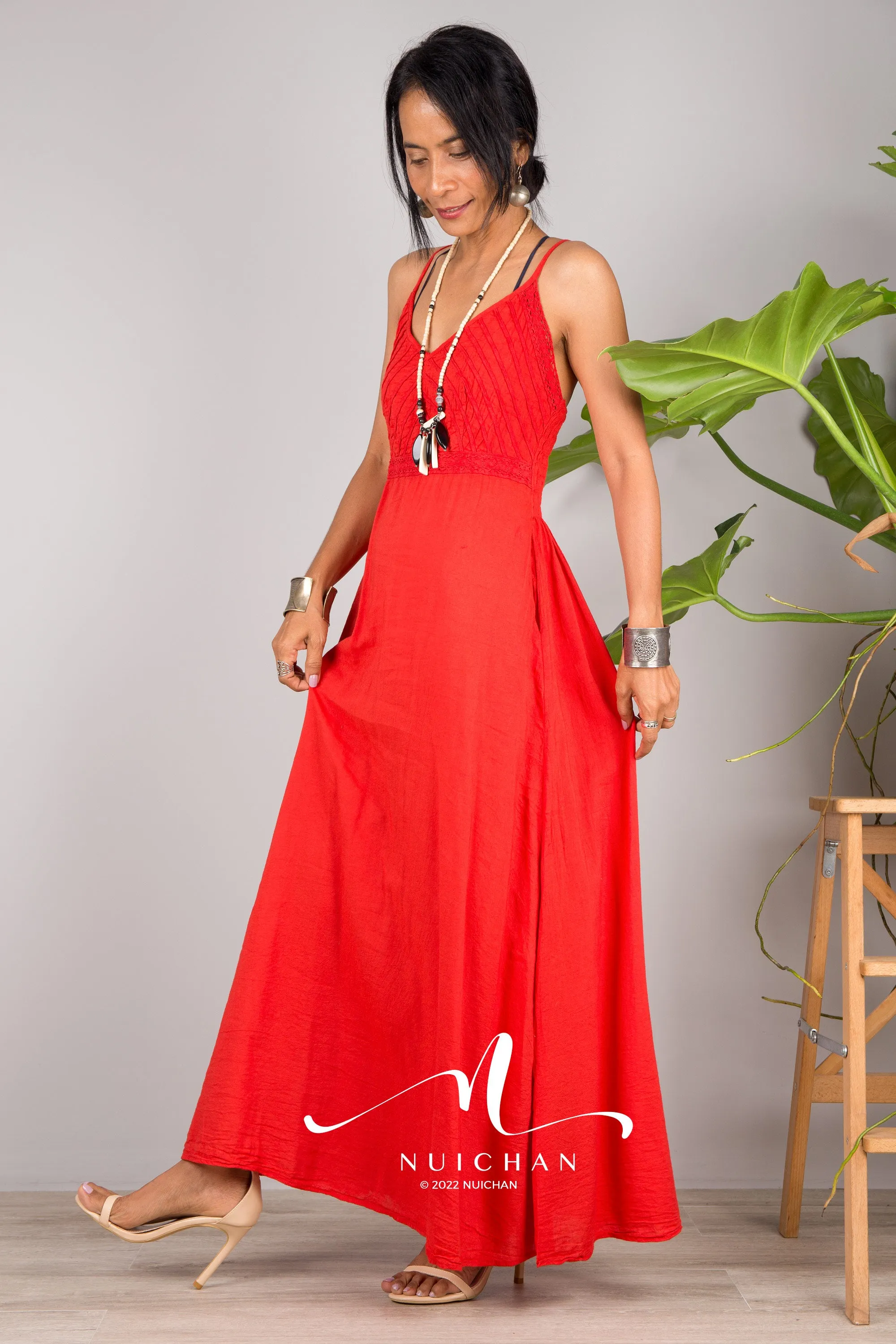 Red cotton cami dress