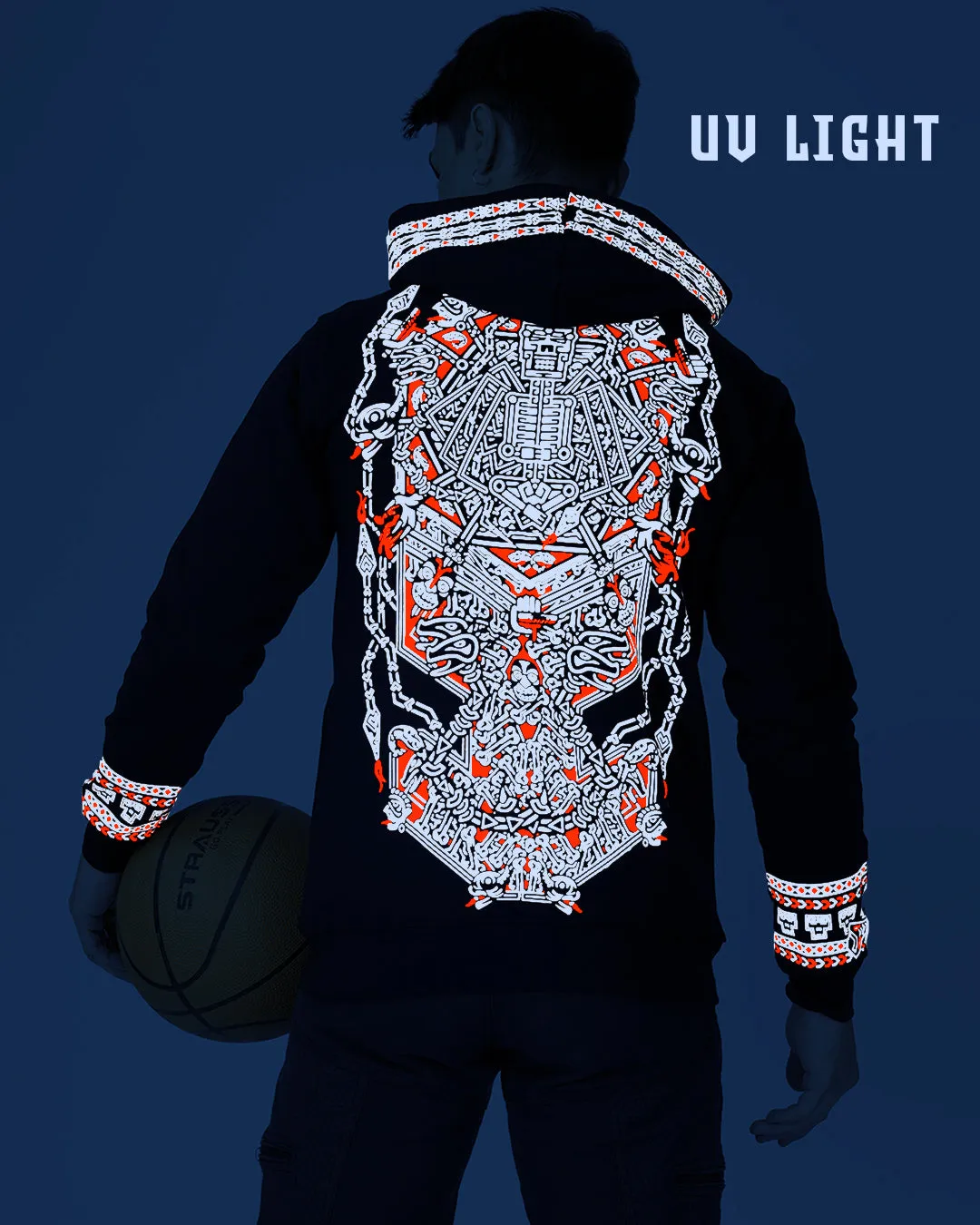 Rituals | zip up Cotton Hoodie | UV Light Reactive Plus Glow in Dark