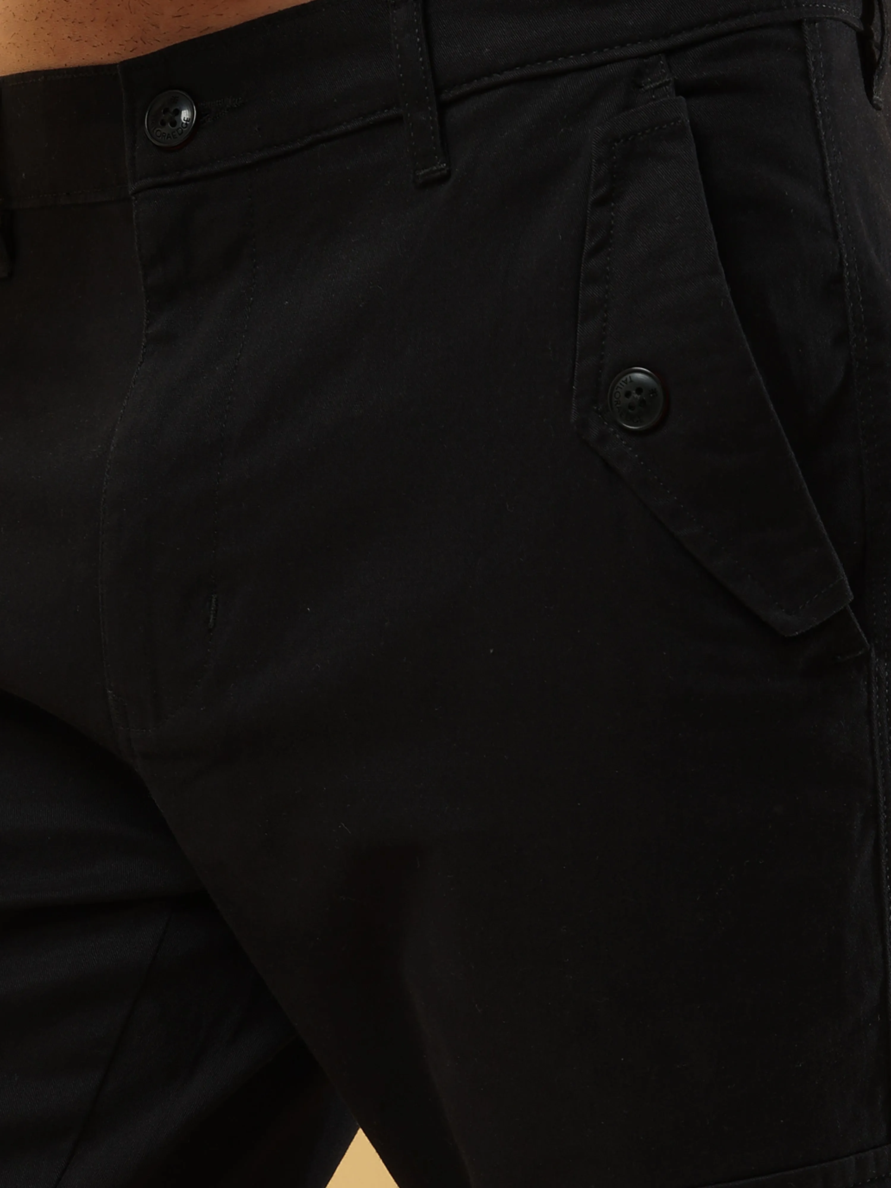 Slim Fit Black Cargo Trouser