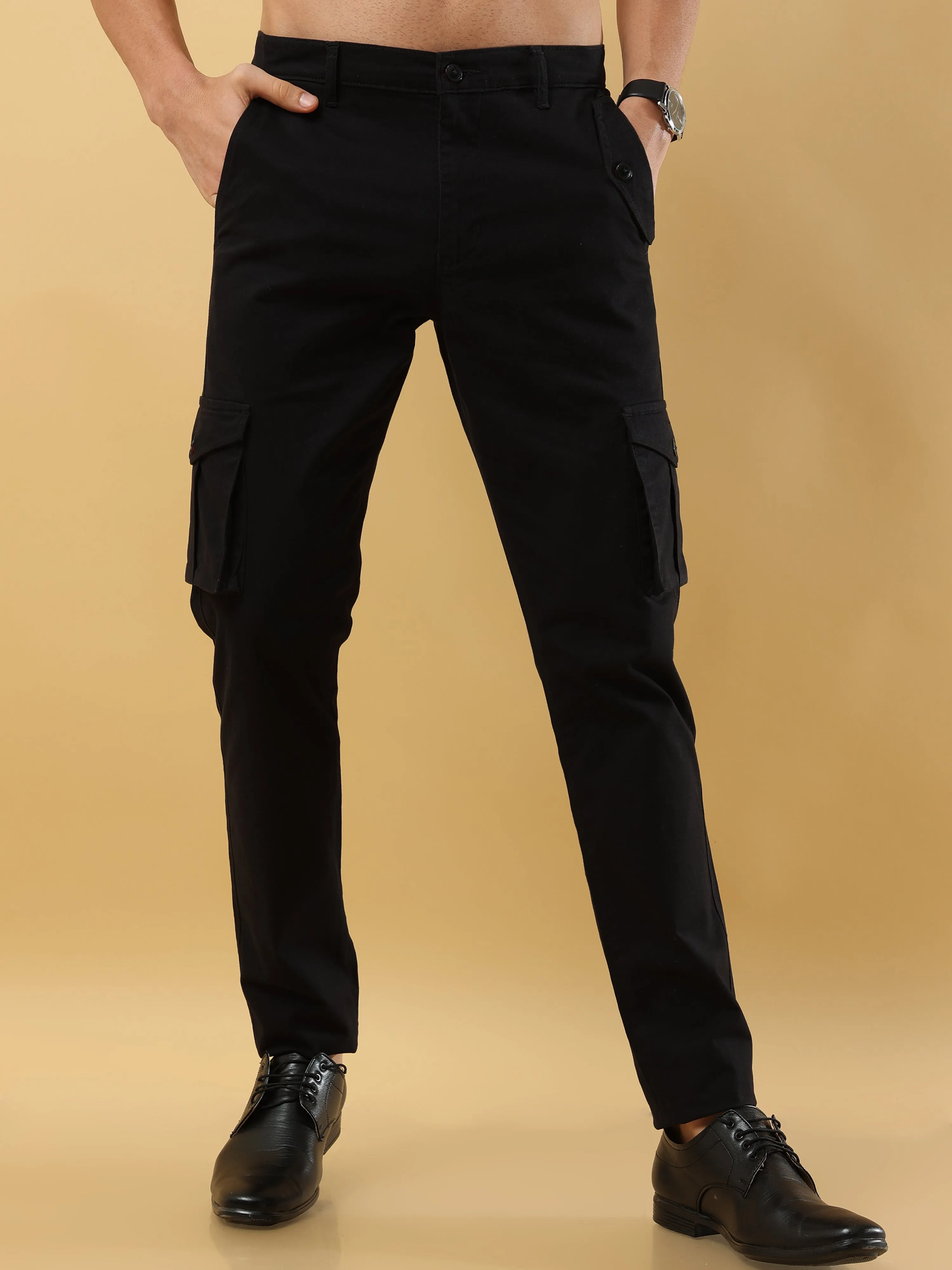 Slim Fit Black Cargo Trouser