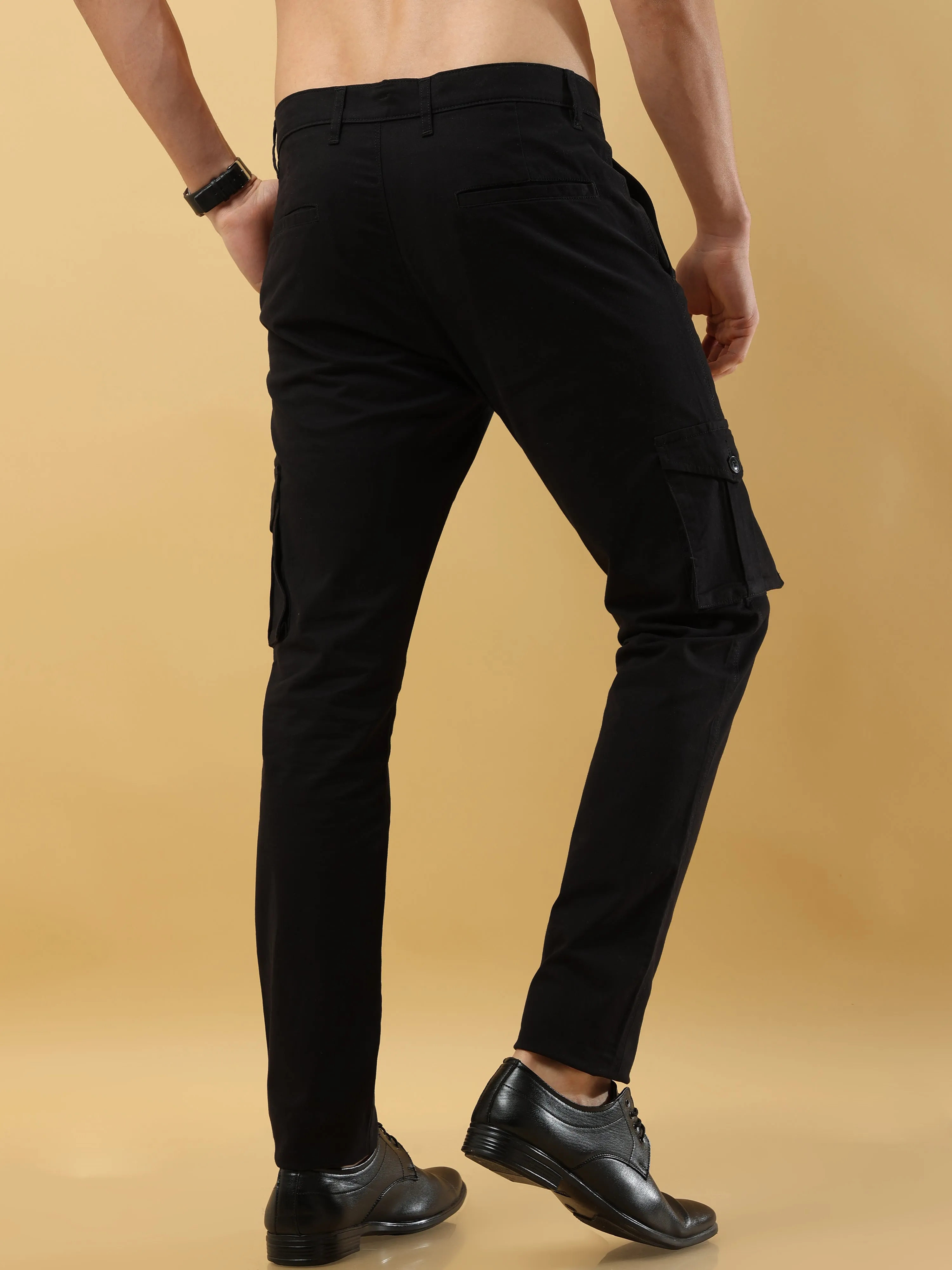 Slim Fit Black Cargo Trouser