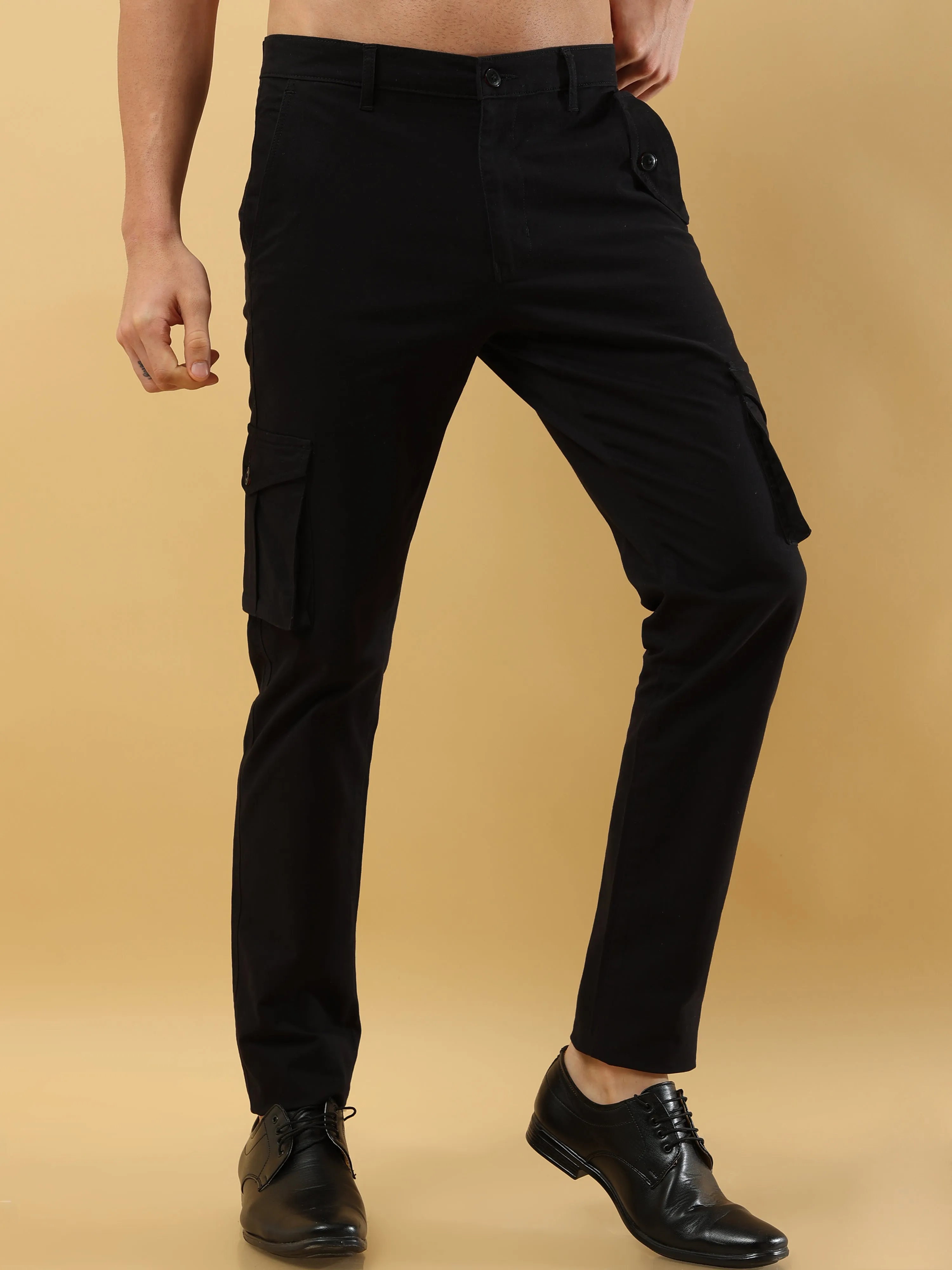 Slim Fit Black Cargo Trouser