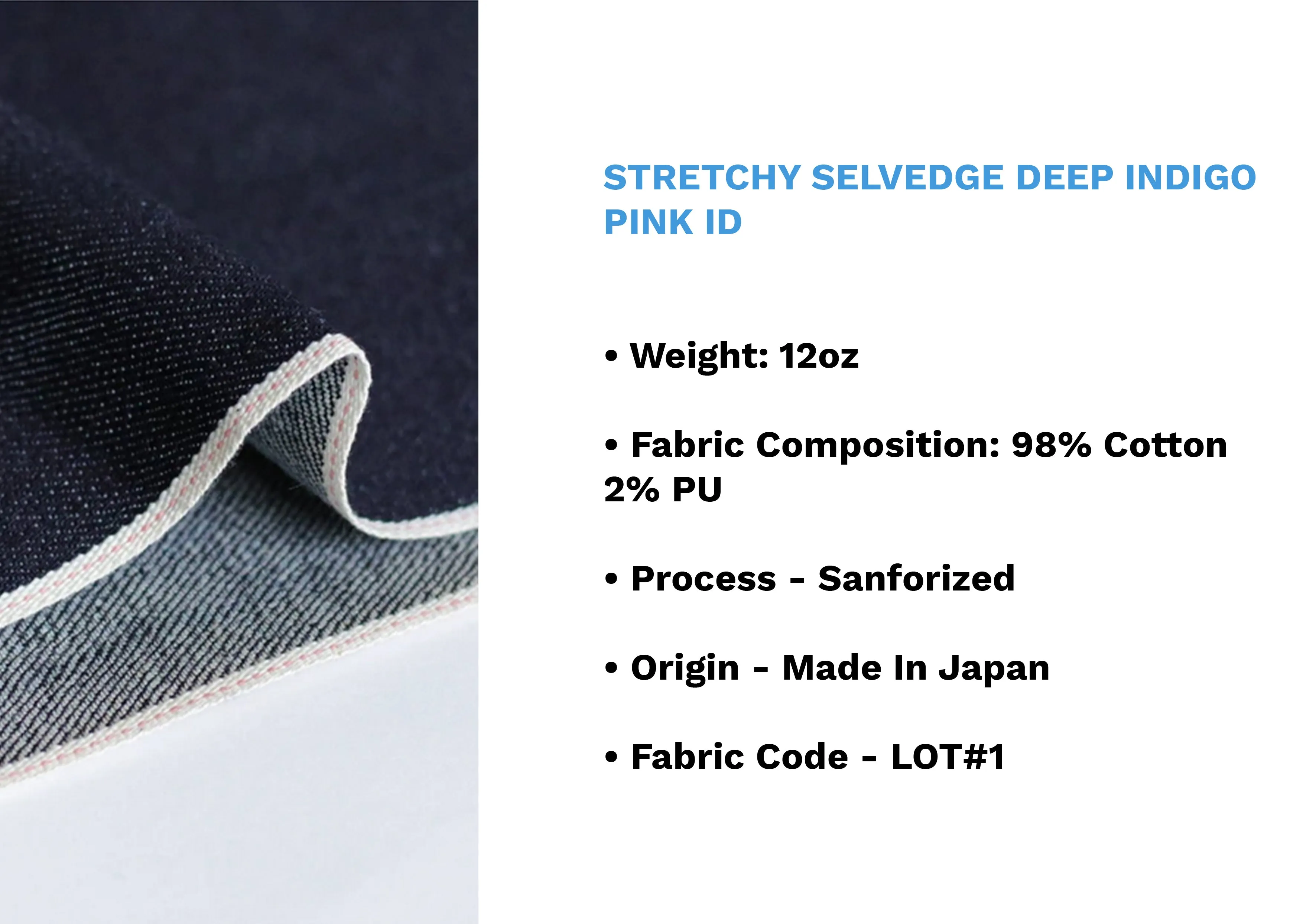 STRETCHY SELVEDGE DEEP INDIGO PINK ID *