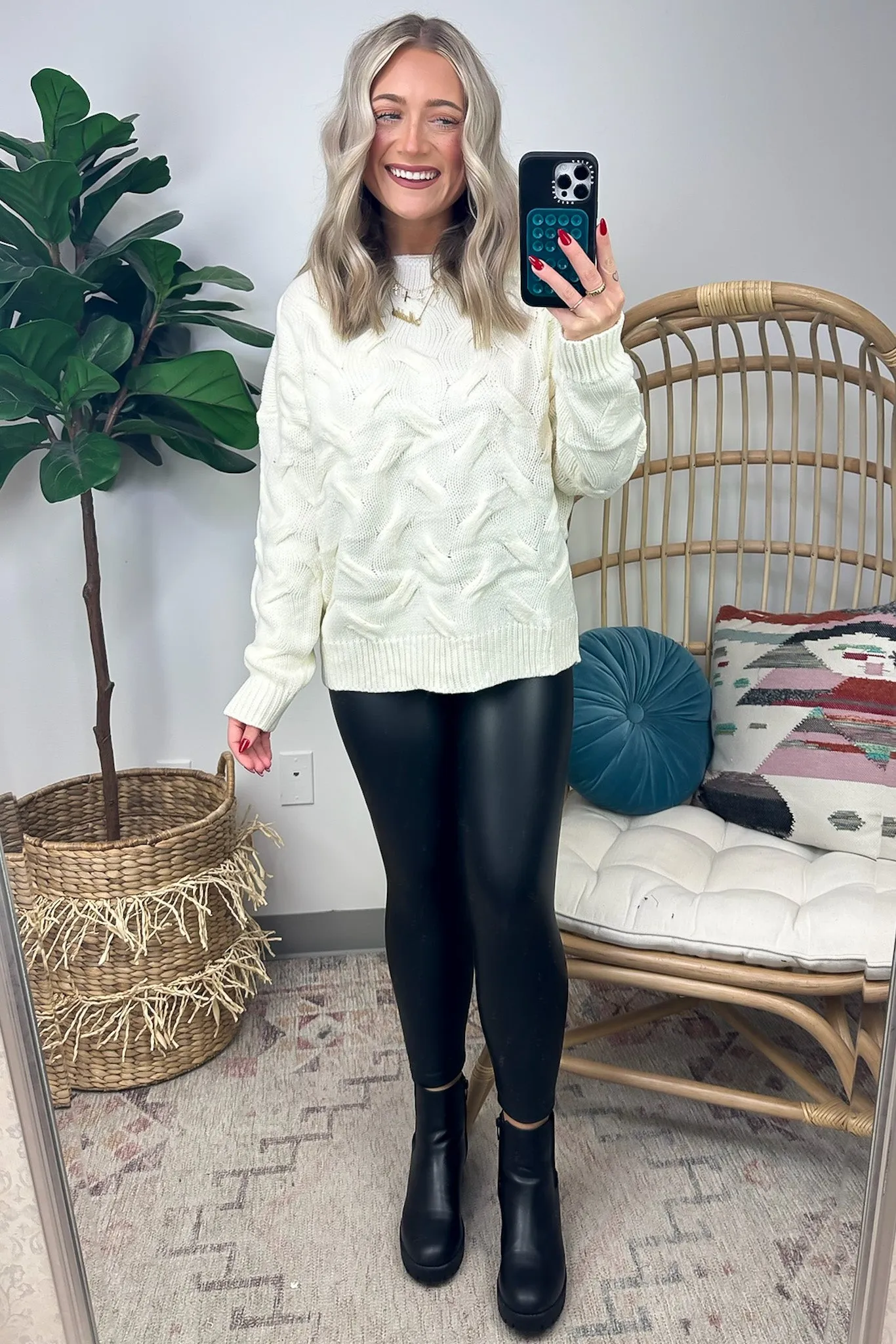 Suriel Textured Cable Knit Boat Neck Sweater