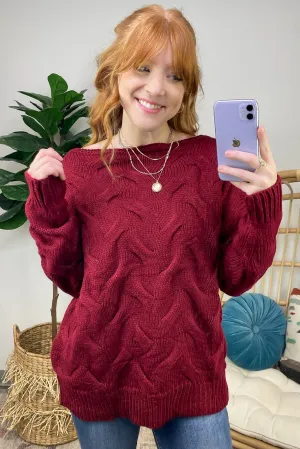 Suriel Textured Cable Knit Boat Neck Sweater