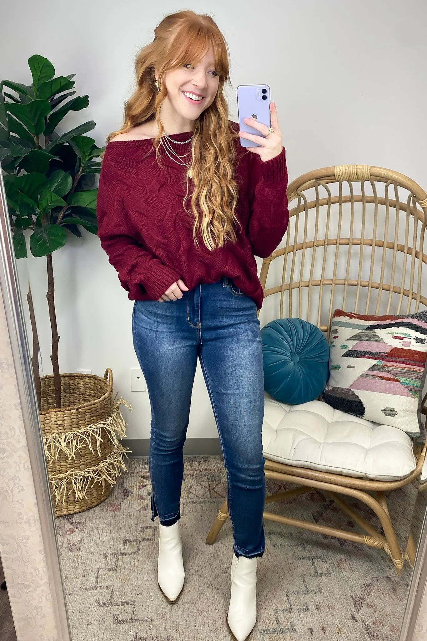 Suriel Textured Cable Knit Boat Neck Sweater