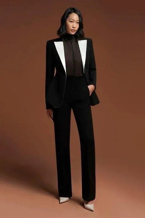 Tailored peak lapel black and white blazer- Dolce