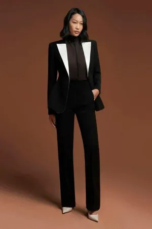 Tailored peak lapel black and white blazer- Dolce