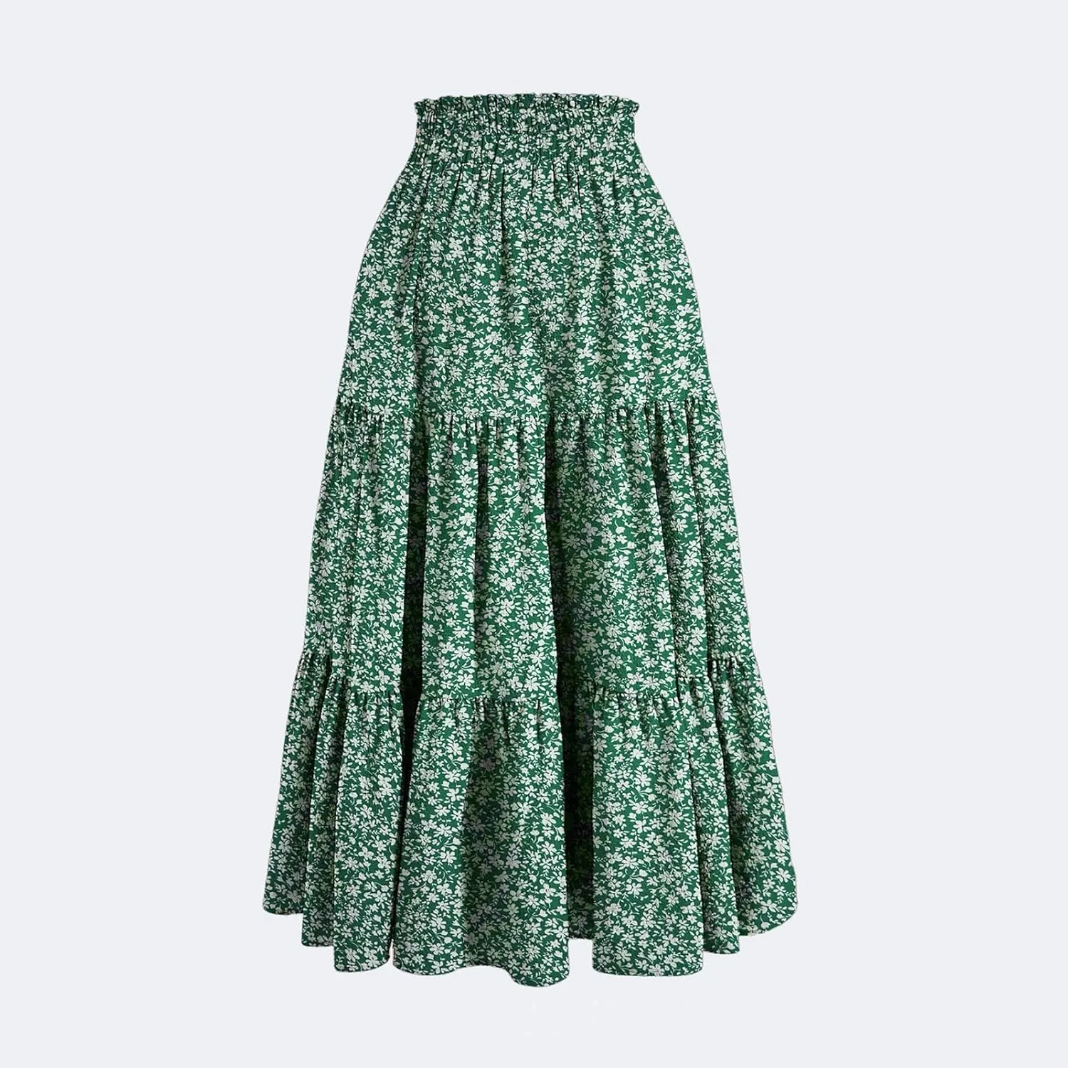Tiered Floral Maxi Skirts for Women Trendy Elastic High Waisted Flowy Long Skirt Summer Boho Beach A Line Skirt